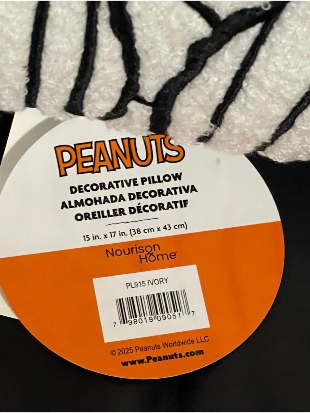 PEANUTS Snoopy Sherpa Fall Pillow Peanuts Fall Pillow
